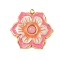 Dyed Natural White Jade Pendants, Stainless Steel Enamel Flower Charms, Real 18K Gold Plated, Light Salmon, 21.5x23x3.5mm, Hole: 1.4mm