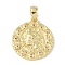 Brass Micro Pave Clear Cubic Zirconia Pendants, Cadmium Free & Nickel Free & Lead Free, Flat Round, Coin Medal, Real 18K Gold Plated, 19.5x17.5x2mm, Hole: 5x3mm