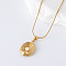 3Pcs Stainless Steel Pave Shell Pearl Irregular Multi-layer Oval Pendant Necklaces, White, Golden, 15.75 inch(40cm)