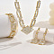 Rectangle Brass with Crystal Rhinestone Jewelry Sets, Earrings & Necklaces & Bracelet Sets, Golden, 330mm & 170mm& 43x12mm