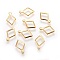 304 Stainless Steel Charms, Rhombus, Golden, 14x9x1mm, Hole: 1mm