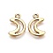 Tibetan Style Alloy Pendants, Moon, Antique Golden, Lead Free & Cadmium Free, 17x11x1mm, Hole: 1.5mm