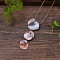 3 Irregular Heart Petal Zinc Alloy Enamel Pendant Necklaces for Women, Rose Gold, Light Grey, 16.93 inch(43cm)
