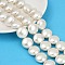 Electroplated Shell Pearl Beads Strands, Flat Round, Polished, White, 20x12mm, Hole: 0.9mm, about 20pcs/strand, 15.94''(40.5cm)