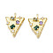 Brass Micro Pave 
Cubic Zirconia Pendants, Nickel Free, Real 18K Gold Plated, Triangle, Colorful, 21.5x17x5.5mm, Hole: 1.8mm