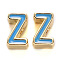 Rack Plating Alloy Enamel Beads, Cadmium Free & Nickel Free & Lead Free, Light Gold, Dodger Blue, Letter.Z, Z: 10x6x5mm, Hole: 1.6mm