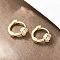 Flower Brass Micro Pave Clear Cubic Zirconia Hoop Earrings, Real 18K Gold Plated, 11x12.5x5mm
