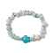 Natural Flower Amazonite Chip Beaded Stretch Bracelets, with Dyed Synthetic Turquoise Beads for Women Men, Tortoise, Inner Diameter: 2-1/8 inch(5.5cm)