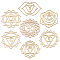 7 Chakra Theme Unfinished Wooden Pendant Decorations, with Ropes, for Wall Decoration, Meditation, BurlyWood, Pendant: 9.2~15x13~15.2x0.25cm, Hole: 1.5~3.5mm, 7pcs/set, 1 set/box