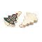 Christmas Theme Alloy Enamel Pendants, Cadmium Free & Lead Free, Light Gold, Christmas Tree, 23x16x2.5mm, Hole: 2mm