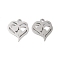Non-Tarnish 316 Stainless Steel Charms, Heart Charm, Laser Cut, Stainless Steel Color, 14x12.5x1mm, Hole: 1.5mm