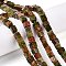 Natural Unakite Beads Strands, Cube, 6~7x6~6.5x6~6.5mm, Hole: 1mm, about 60~61pcs/strand, 15~15.366''(38.1~39cm)