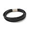 Cowhide Multi-strand Bracelet with 304 Stainless Steel Magnetic Clasps, Gothic Jewelry for Men Women, Black, 10 inch(25.5cm)