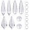 Jewelry Making Finding Kit,Including  Kite & Bullet & Teardrop & Octagon Acrylic Pendants & Link Connector, Brass Split Rings, Clear, 220Pcs/bag