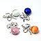 Cat Eye Pendants, with Brass Findings, Fruit, Platinum, Mixed Color, 30x20x9mm, Hole: 4x5mm