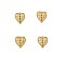 304 Stainless Steel with Cubic Zirconia Pendants, Heart Charms, Ion Plating(IP), Real 14K Gold Plated, Mixed Color, 16x17mm