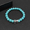 Synthetic Turquoise Stretch Bracelets for Women Men, with Tibetan Style Animals Alloy Beads, Lion, No Size