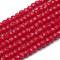 Opaque Glass Beads Strands, Imitation Jade, Faceted, Rondelle, Red, 2.5~3.1x1.5~2.2mm, Hole: 0.5mm, about 135~140pcs/strand, 26~27cm