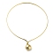 304 Stainless Steel Round Ball Pendant Choker Necklaces, Rigid Necklaces, Golden, Inner Diameter: 5.20 inch(13.2cm)