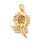Brass Micro Pave Cubic Zirconia with Resin Pendants, Cadmium Free & Nickel Free & Lead Free, Sunflower Charms, Real 18K Gold Plated, Peru, 26.5x16.5x4mm, Hole: 4x3mm