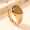 304 Stainless Steel and Natural Tiger Eye Finger Rings, Golden, Heart, US Size 7(17.3mm)