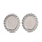 Non-Tarnish 304 Stainless Steel Stud Earring Findings, Earring Settings, Oval, Stainless Steel Color, 15x13mm, Pin: 0.7mm, Tray: 10x8mm