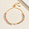 Bohemian Style Three-color Brass Box Chain Slider Bracelets,  Round Beaded Bracelets for Women, Bowknot, with Imitation Pearl, Mixed Color, Inner Diameter: 6-1/4 inch(16cm)~10-1/4 inch(26cm)