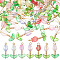 70Pcs 7 Colors Glass Pendant, with Golden Brass Loops, Tulip Charms, Mixed Color, 29x14x5mm, Hole: 2.5mm, 10Pcs/color