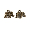 Vintage Elephant Charms, Tibetan Style Charms, Cadmium Free & Nickel Free & Lead Free, Antique Bronze, 12x14x2.5mm, Hole: 1mm