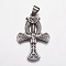 304 Stainless Steel Big Pendants, Cross, Antique Silver, 55x36x4mm, Hole: 7x9mm