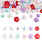 96Pcs 12 Styles Opaque Resin Pave Rhinestone Cabochons, Flower, Mixed Color, 8~11x8~11x3~3.5mm, 8pcs/style