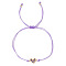 Brass Pave Cubic Zirconia Heart Link Bracelets, Adjustable Polyester Thread Braided Bracelets for Women, Lilac, Inner Diameter: 11 inch(28cm)