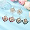 Glass Seed Beads Dangle Earrings, with 304 Stainless Steel Earring Hooks and Natural Mixed Stone, Heart, Golden, Mixed Color, 48.5x35.5mm, 3pairs/set
