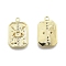Brass Micro Pave Clear Cubic Zirconia Pendants, Rectangle with Eye, Real 18K Gold Plated, 21x13x2mm, Hole: 1.6mm