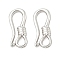 925 Sterling Silver Hook Clasps, Platinum, 9.5x4x1.8mm, Hole: 1.5mm
