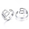 Alloy Cuff Finger Rings, Cadmium Free & Nickel Free & Lead Free, Alphabet, Platinum, Letter.B, US Size 8(18.1mm)