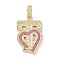 Brass Micro Pave Clear Cubic Zirconia Pendants, Lead Free & Cadmium Free, Long-Lasting Plated, Rack Plating, Real 18K Gold Plated, Heart, 33.5x22.5x2.5mm, Hole: 8.5x5.5mm