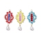 3Pcs 3 Colors Glass Cylinder Seed Beaded Rhombus Pendants, with 304 Stainless Steel Jump Rings & ABS Plastic Imitation Pearl, Mixed Color, 43x22x8mm, Hole: 3mm