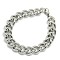 Tarnish Resistant 304 Stainless Steel Curb Chain/Twisted Chain Bracelets, with Lobster Claw Clasps, Stainless Steel Color, 9 inch(230mm), 13.5mm
