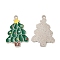 Christmas Alloy Enamel Pendants, Platinum, Christmas Tree, 24x12x1mm, Hole: 1.5mm