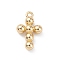 Rack Plating Brass Pendants, Cross Charms, Long-Lasting Plated, Cadmium Free & Lead Free, Real 18K Gold Plated, 14.5x9.5x3mm, Hole: 1.2mm