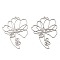 Non-Tarnish 201 Stainless Steel Pendants, Laser Cut, Flower Charm, Stainless Steel Color, 44x34x1mm, Hole: 1.8mm