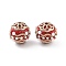 Handmade Indonesia Beads, with Alloy, ABS Plastic and Glass, Round, Golden, FireBrick, 16x17mm, Hole: 1.8mm