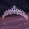 Alloy Rhinestone Crown Hair Bands for Woman Girls, Wedding Party Decoration, Tangerine, 140mm