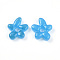 Handmade Lampwork Beads, Flower, Deep Sky Blue, 18~18.5x17~17.5x4~5mm, Hole: 3~4mm