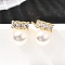 Round Brass Micro Pave Clear Cubic Zirconia Stud Earrings, with Plastic Imitation Pearl, Cadmium Free & Lead Free, Golden, 11.5x9mm