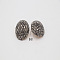 Alloy Rhinestone Half Round Stud Earrings, with Glass, Platinum, Dark Gray, 40x40mm