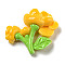 Opaque Resin Decoden Cabochons, Flower, Gold, 26.5x31x8mm