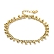 304 Stainless Steel Round Ball Charms Link Chain Bracelets, Real 14K Gold Plated, 6-3/8 inch(16.2cm)
