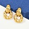 304 Stainless Steel Nuggets Stud Earrings, Golden, 23.5x13.5mm